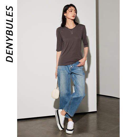 DENYBULES复古排扣九分法棍裤 商品图1