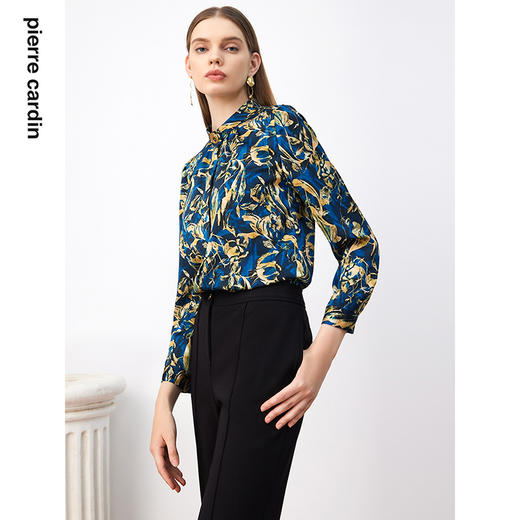 皮尔卡丹女装新款高级复古印花通勤长袖衬衫P3330B3987L3
 商品图3