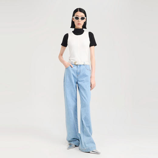 lost in echo2024夏季新款毛边圆领无袖紧身纯棉百搭工字吊带背心 商品图4