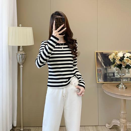 【99元/1件 169元/2件】女丨女士天丝竹棉条纹衫长袖T恤春秋女士衣服【FF24809】 商品图2