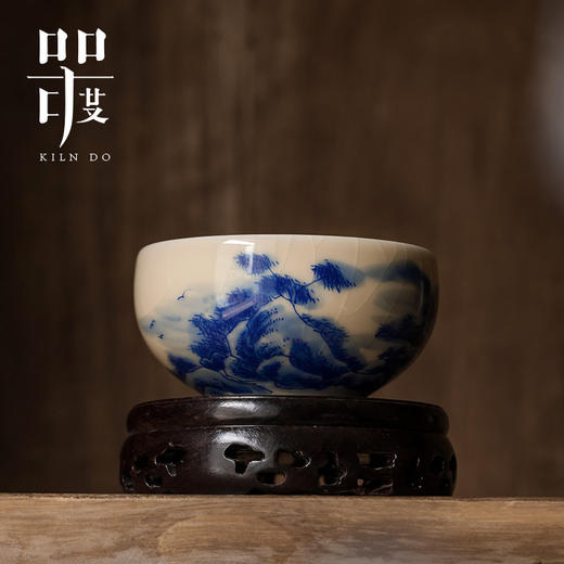 问鼎器度汝窑鹅黄青花玉成杯（丹崖万壑）（缺货） 商品图0