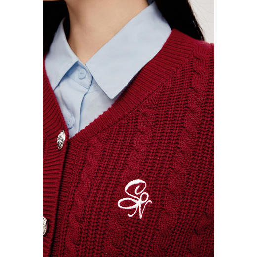 【严选】【心动毛衣】诗凡黎学院风绞花针织开衫24秋新款安可拉红外搭上衣7F9330341 商品图3