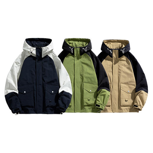 【新款DJR】大依优型大码连帽夹克加肥加大休闲胖子宽松外套上衣男装潮流户外 商品图12