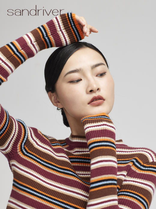 西藏羊绒彩条打底衫SJF96W341N 商品图1