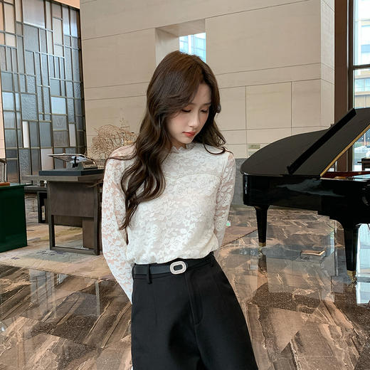 奢姿大码女装2025秋季气质半高领蕾丝打底衫胖妹妹时尚穿搭套装9943153527 商品图1