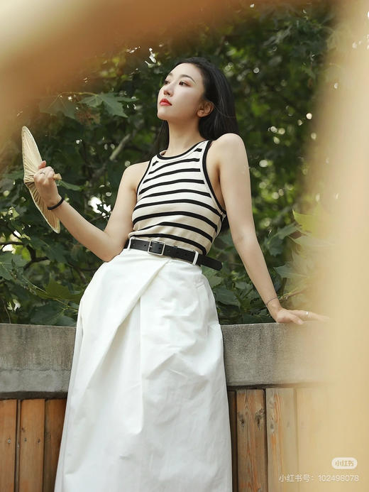 【断码 清仓 凑单】高支 小禾 条纹超细棉针织 背心 要修身效果 卡码收小一码 商品图1