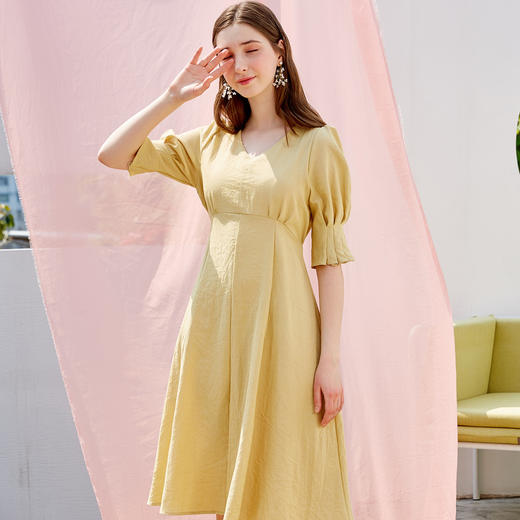 欧芮儿夏装2019新款女装V领连衣裙中长款气质智熏裙法式桔梗裙 商品图0