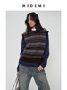HIDEMI 进口澳洲美利奴羊毛手绘花型设计感极简圆领廓形毛织针织马甲背心 军绿棕/棕蓝灰 商品缩略图7
