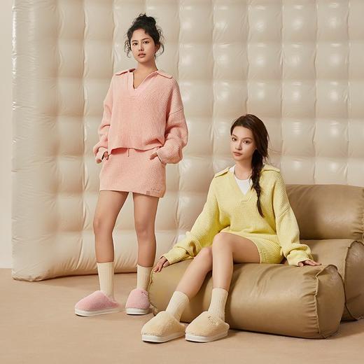 朴西扶桑棉拖鞋简约女士冬天室内家居加厚保暖家用毛绒拖鞋情侣 商品图4