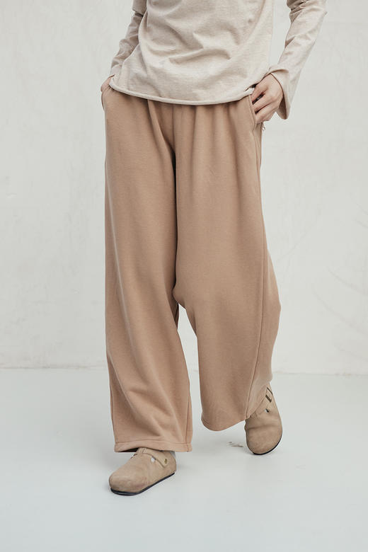 绽放旅行女装723朵/韧性卫裤精制汉麻棉垂顺直筒宽松系带休闲长裤 商品图5