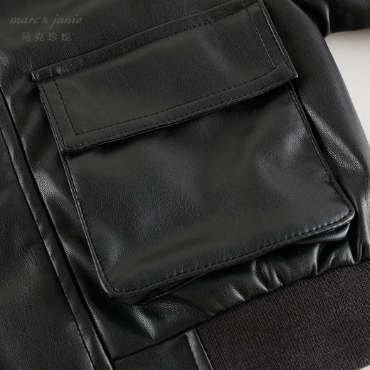 马克珍妮男女童时尚潮流大口袋皮衣夹克儿童外套秋装新款241016 商品图4