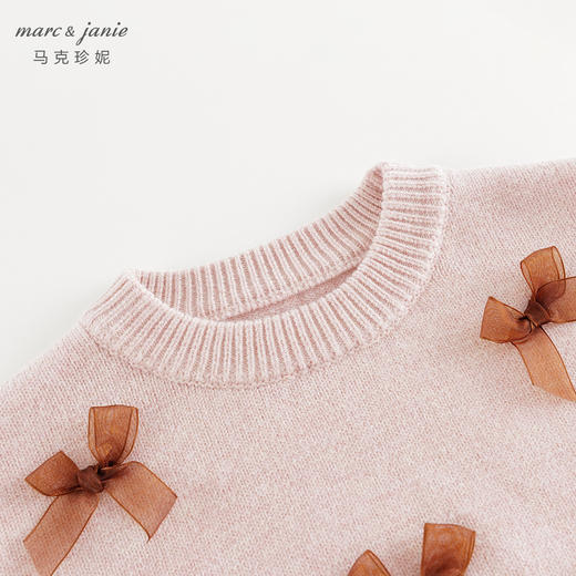 【3级抗起球】马克珍妮女童立体蝴蝶结毛衣宝宝针织衫秋冬241691 商品图3