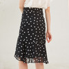 欧芮儿夏装2019新款女装黑白波点鱼尾裙女中长款不规则荷叶边裙 商品缩略图1