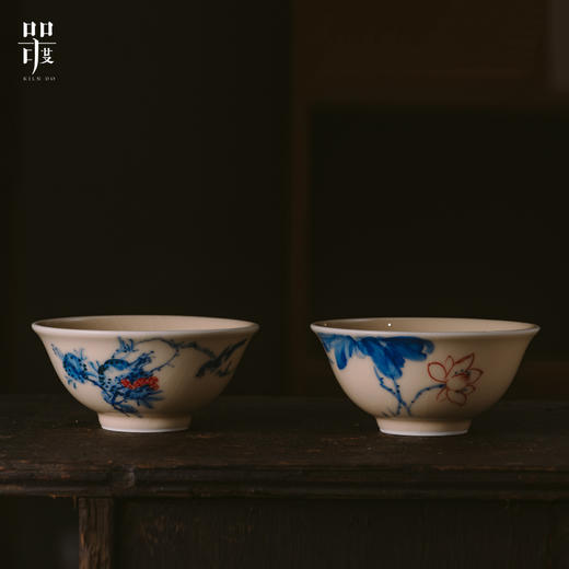 问鼎器度汝窑鹅黄青花天香杯（石榴鸟）（鱼戏荷花）（缺货） 商品图0