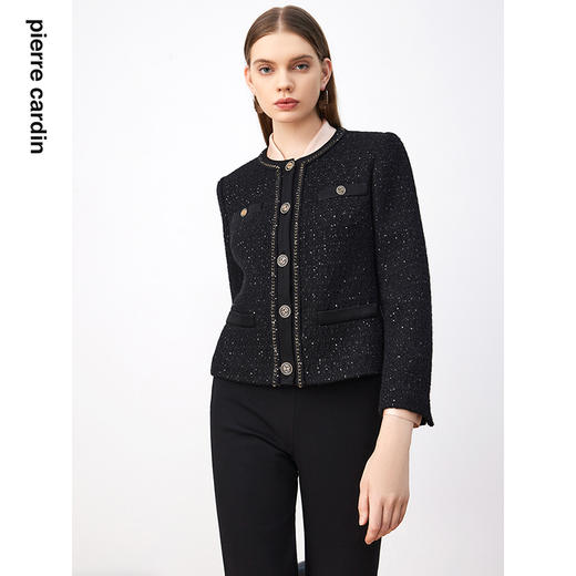 皮尔卡丹女装西装春秋粗花新款法式名媛高级感短外套P3312U3987B0
 商品图4