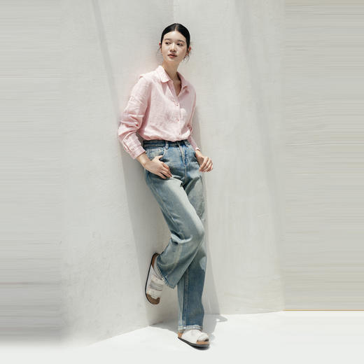 绽放旅行女装681朵/早秋撞色做旧显瘦*直筒复古百搭牛仔长裤 商品图1