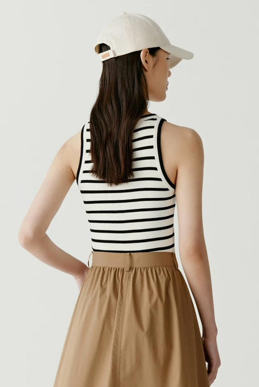 【断码 清仓 凑单】高支 小禾 条纹超细棉针织 背心 要修身效果 卡码收小一码 商品图5