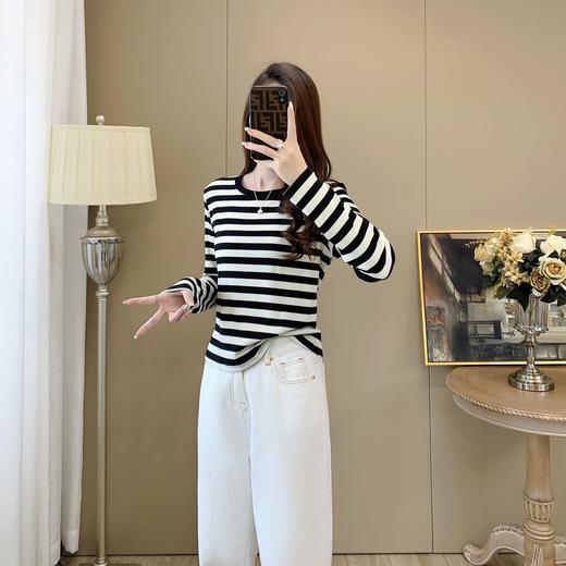 【99元/1件 169元/2件】女丨女士天丝竹棉条纹衫长袖T恤春秋女士衣服【FF24809】 商品图1