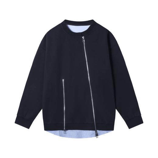 WY259秋冬季新款简约百搭拼接圆领卫衣拉链设计时尚潮流宽松长袖 商品图1