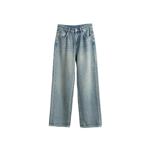 绽放旅行女装681朵/早秋撞色做旧显瘦*直筒复古百搭牛仔长裤 商品图4