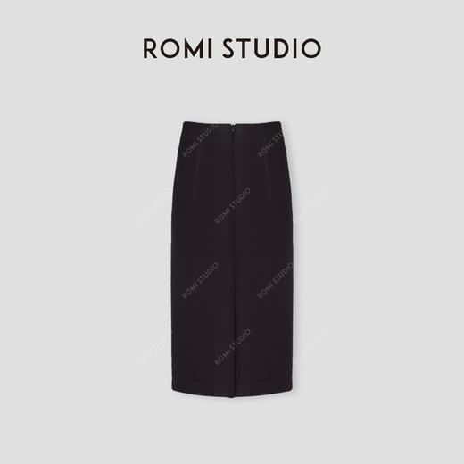 ROMI STUDIO “率性从容” 羊毛混纺肤感后开叉直身H型半裙431X3086 商品图1