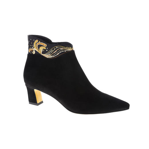 sheme踏地而歌系列异型靴筒口刺绣水晶点缀优雅时尚新中式女士短靴可定制 商品图4