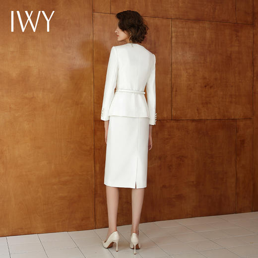 IWY/白色长袖圆领西装半裙两件套气质时尚*收腰显瘦职业套裙CS14306 商品图3