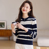 雀说 羊毛针织衫套头衫新款条纹女士秋季宽松显瘦韩版上衣4ZF-788-JC3 商品缩略图0