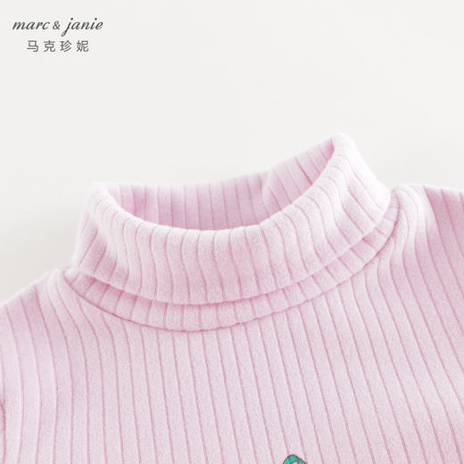 [科技发热]马克珍妮女童绣花半高领打底衫儿童T恤宝宝冬装241529 商品图5