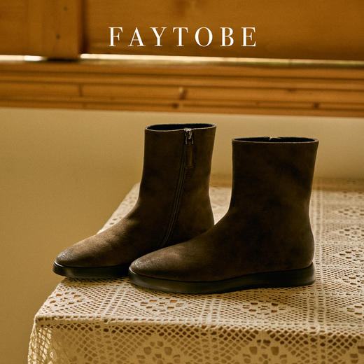 FAYTOBE “金盏”极简绒面小踝靴 商品图7