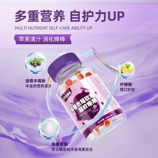 【华北制药】买二送三！接骨木、酸枣仁γ氨基丁酸软糖60g／瓶，儿童、成人都可以吃，富含多种维生素，提高免疫力，下单即送2对眼贴， 商品图6