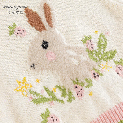 马克珍妮女童小兔子提花保暖毛衣儿童针织衫2024年冬装新款241067 商品图3