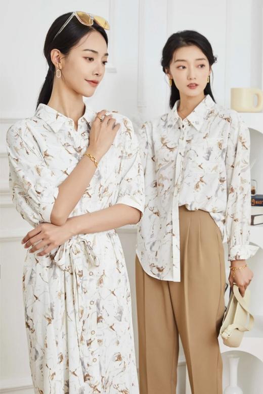 Le Malene 气质印花衬衫式腰带连衣裙 16800 商品图2