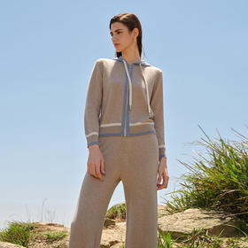 【连帽针织运动开衫】羊绒世家秋冬新品女士连帽针织运动开衫