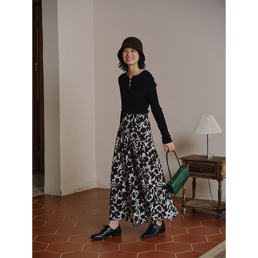 Heydress德国扬子纱羊毛针织衫女秋季法式圆领镂空设计打底衫上衣 商品图3