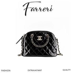 香奶奶  漆皮贝壳包 小号 黑色