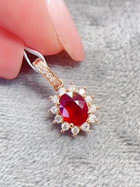 18k金红宝石吊坠 约0.5克拉