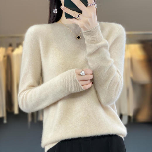 BANHUI板绘-XK836一线成衣圆领羊毛衫 | 柔软舒适 吸湿透气  滑糯顺垂 简约时尚 商品图0