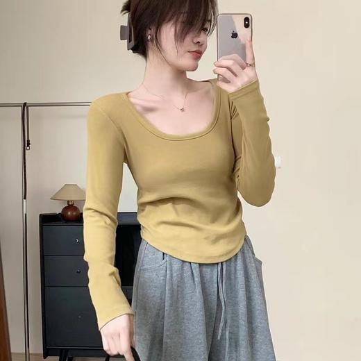 【买一送一】纯色U领收腰显瘦百搭时尚打底衫FS-64 商品图1