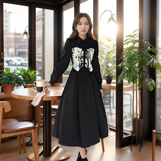 9/4奢姿2024年秋冬新款大码女装国风拼接裙子胖妹妹新中式气质连衣裙9943855305 商品图0