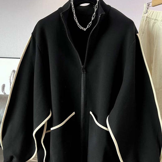 胖mm大码女装开衫时尚夹克外套女欧货设计遮肚显瘦立领卫衣250斤 商品图1