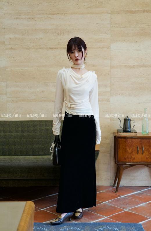 【门店同款】ENJOY秋季时光回廊飘带一字肩两穿上衣 159142887 商品图2