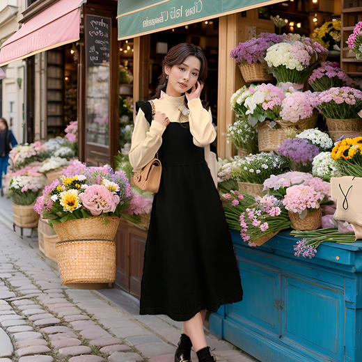 9/4奢姿大码女装2024秋季木耳边拼接假两件针织裙子胖妹妹时尚连衣裙9743891217 商品图4