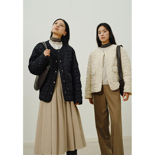 HeyDress轻薄绗线羽绒服女秋冬圆领保暖内搭90鸭绒短外套叠穿上衣 商品图1