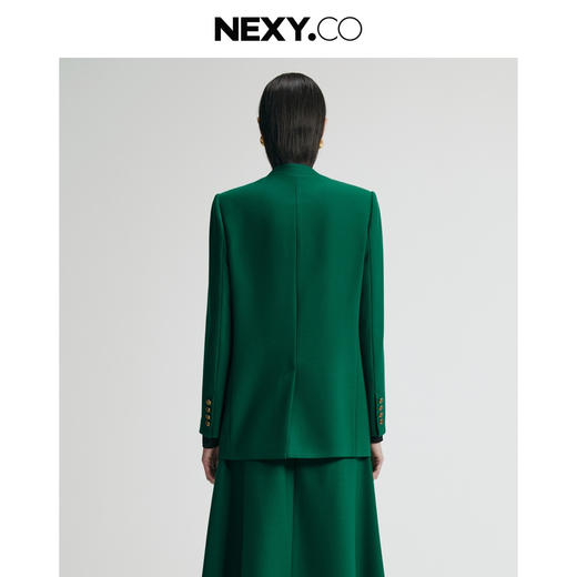 奈蔻经典中翠绿绵羊毛外套 商品图2