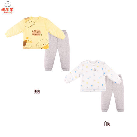 棉果果冬季内衣男童女童铺棉套头上衣裤子套装M401302820614 商品图0
