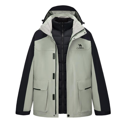 骆驼男装三合一羽绒冲锋衣男秋冬季2025新款工装加厚登山服外套男 M34CA45637 商品图3