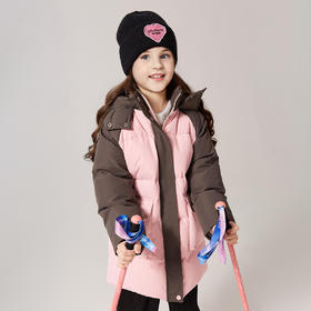 笛莎女童羽绒服2024冬季新款宝宝工装撞色羽绒服