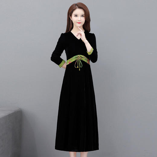 时尚气质，中式高腰连衣裙QYM- YM-24SD59-Y 商品图0