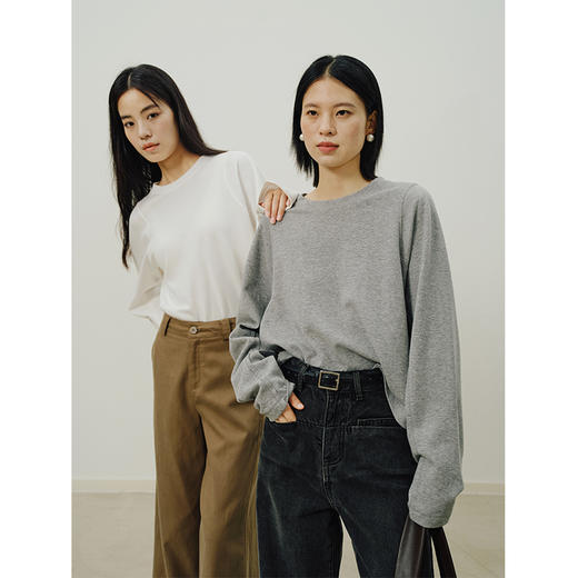 Heydress拼接弹力卫衣女秋季圆领休闲宽松简约松弛感百搭短款上衣 商品图3